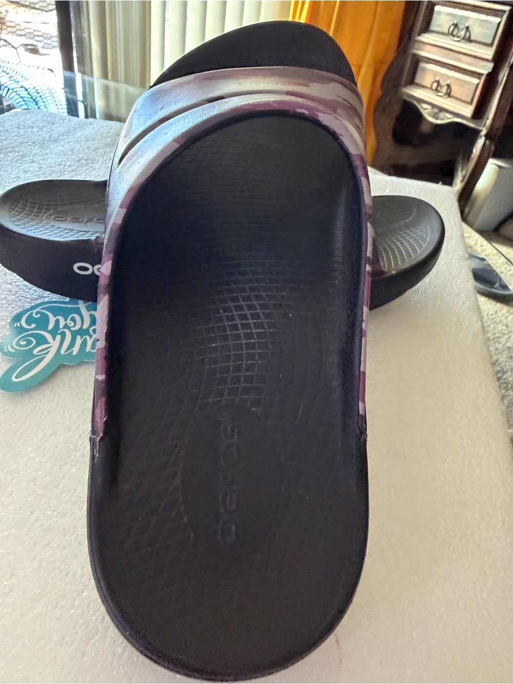 OOFOS Women's Purple Camo Slide Sandals 9 - Picture 8 of 9